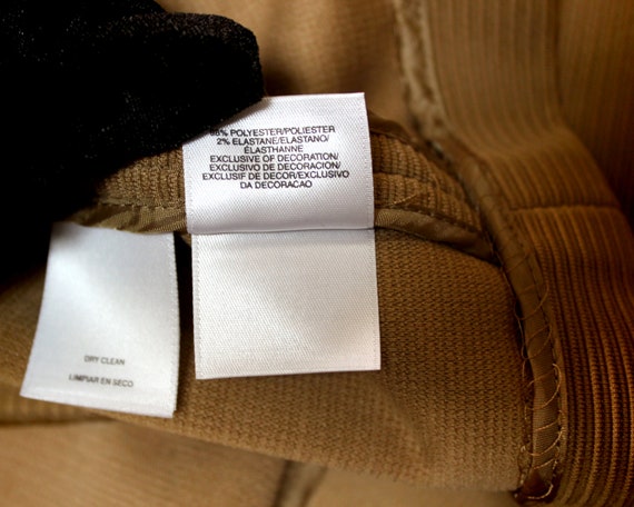 Executive Camel Crop Jacket, Faux Leather Trim Si… - image 5