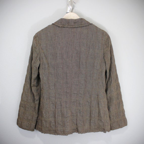 Women's Taupe Brown Linen Coat w/ Antique Details… - image 2