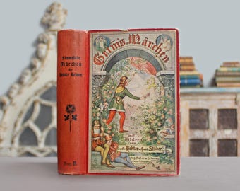 Grimm's Fairy Tales 1913 (German) Illustrated Rare Antique Edwardian Old Book Snow White, Sleeping Beauty, Red Riding Hood, Ravens, Elves +