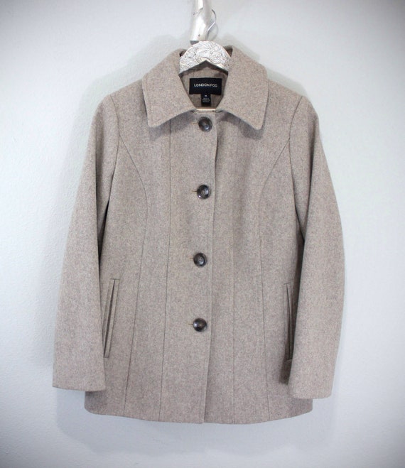 Taupe, Heather Oatmeal Wool Coat w/ Princess Seam… - image 1