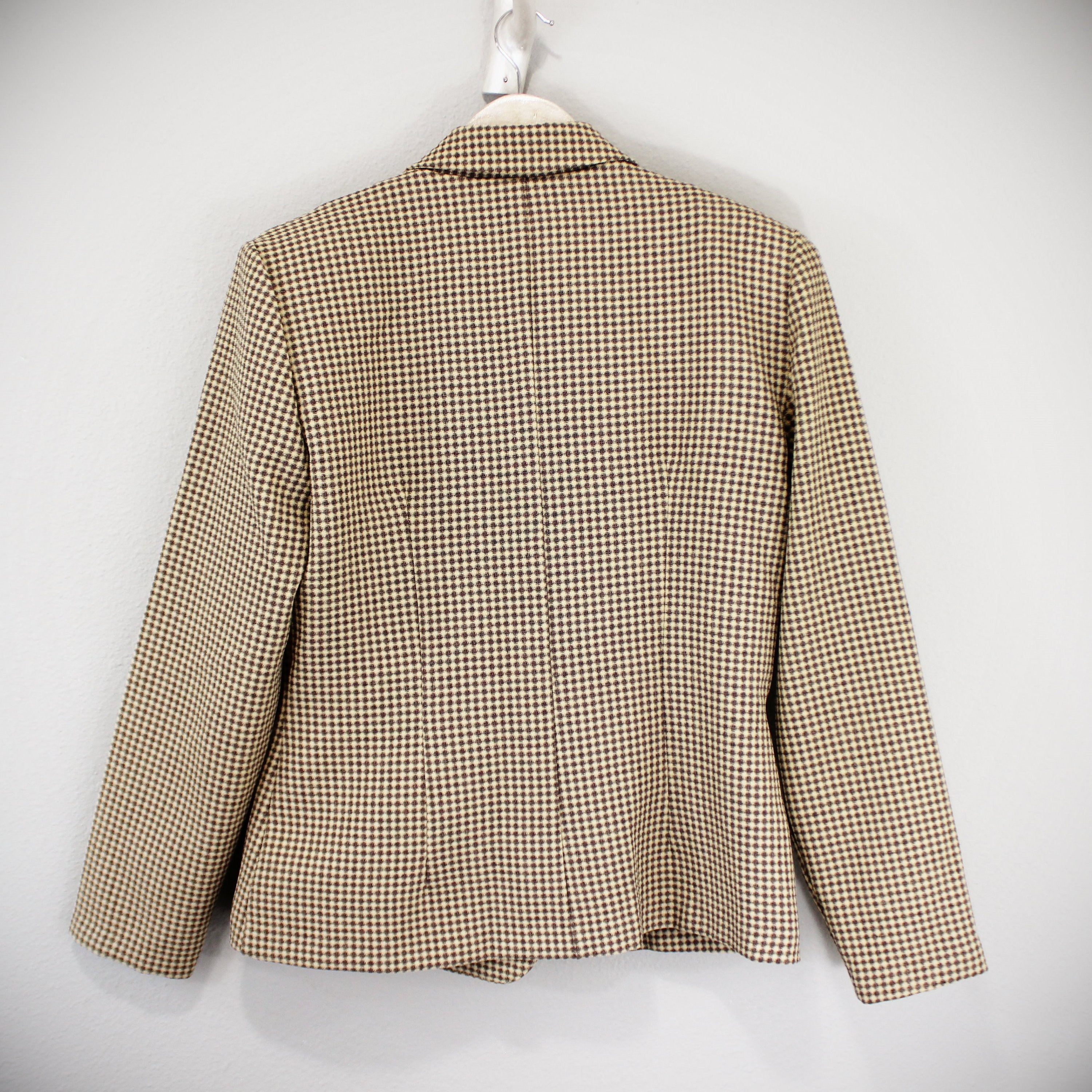 Vintage 1940s Style Double Breasted Beige, Brown Tailored Fit 