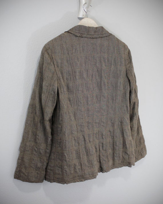 Women's Taupe Brown Linen Coat w/ Antique Details… - image 3