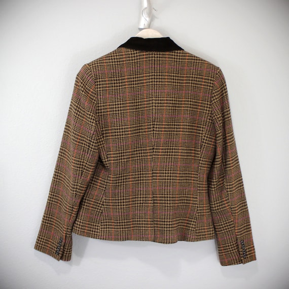 Women's Coffee, Contrast Wool Blend Window Pane H… - image 2