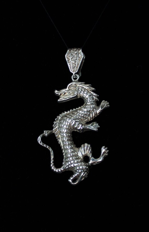 Large 925 Sterling Silver Chinese Zodiac Dragon Pe