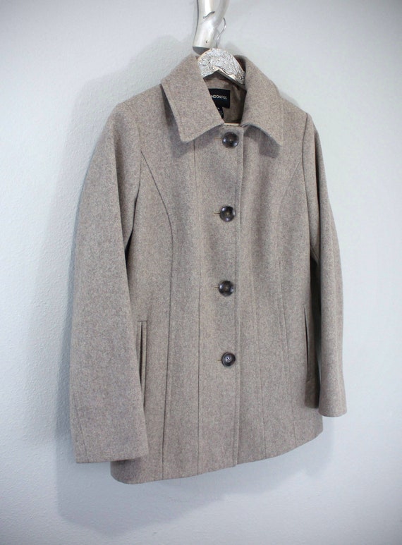 Taupe, Heather Oatmeal Wool Coat w/ Princess Seam… - image 3