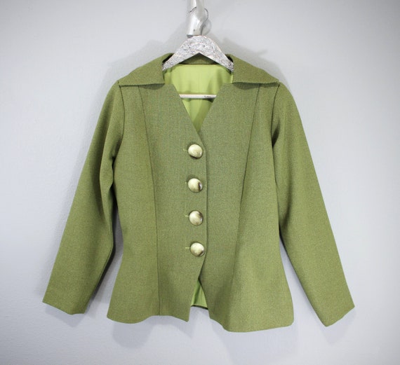 Handmade Pale Lime Green Tailored Jacket with Low… - image 1