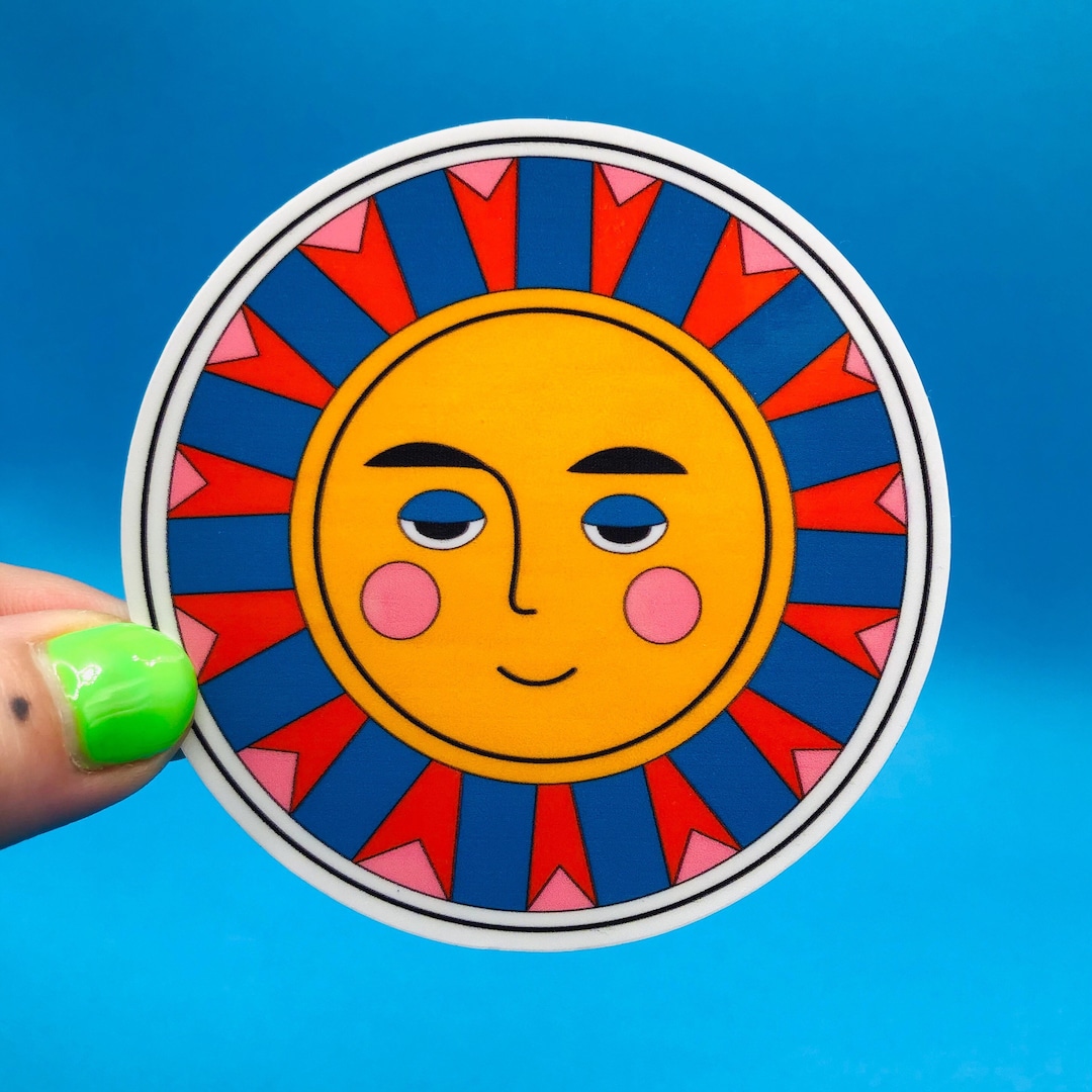 Sunsphere Sticker Retro Sun Sticker Waterproof Die-cut Sticker for Laptop, Hydroflask ...