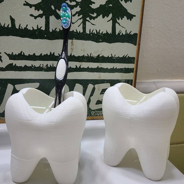 Tooth toothbrush toothpaste Holder. Great gift for your dentist's office! Glow in the dark options. Pen holder. Desktop.