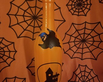 Halloween Haunted House with Ghosts Wine Bottle