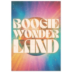 Boogie Wonderland Glitter Retro Disco Ball Lyric Art Print | Music Dancing 70&#39;s Vintage Dance Fever