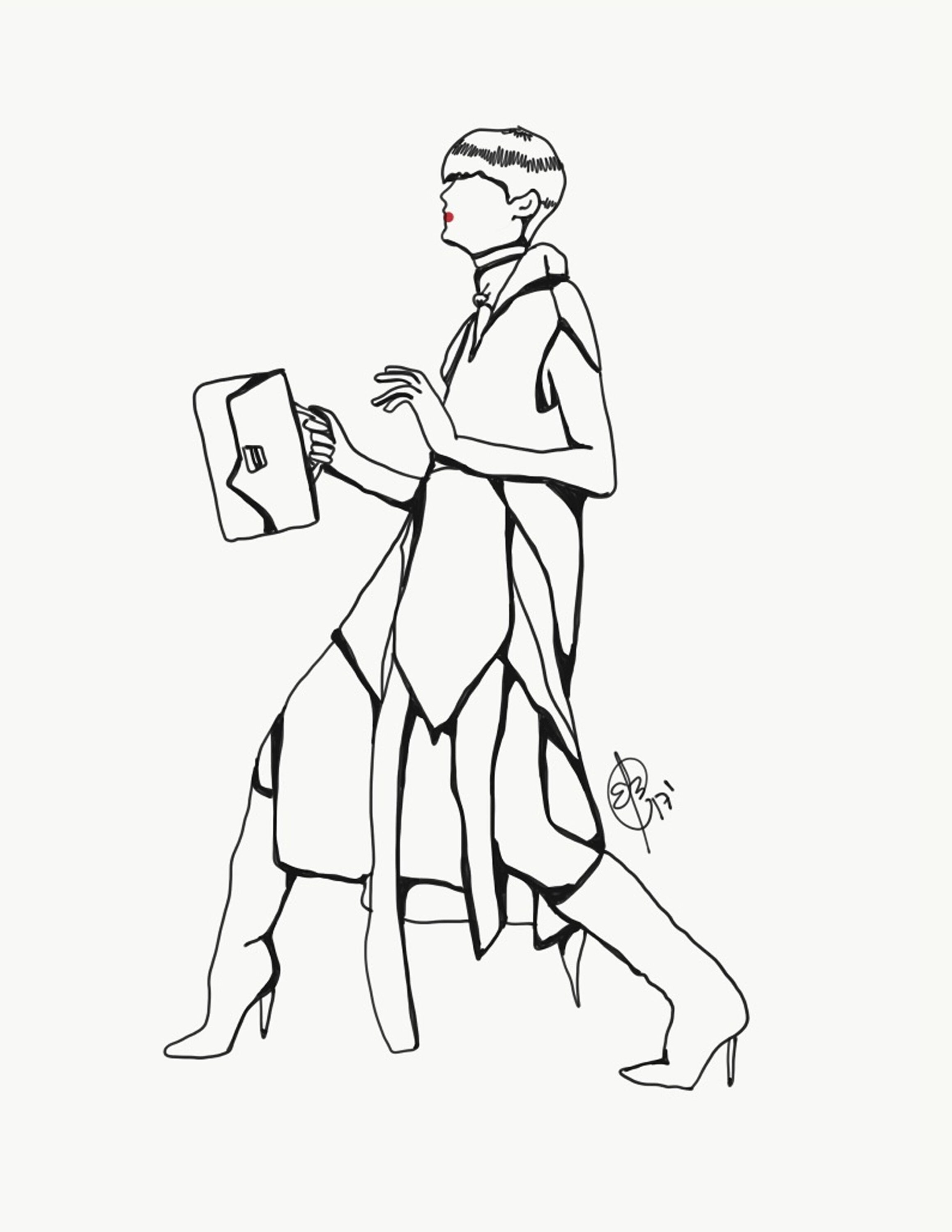 Digital Fashion Illustration Sneaking Out inspired by Etsy