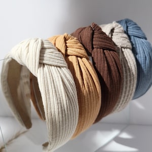 Neutral Top Knot Headband / soft fabric / women knotted headband/ knotted headband/ autumn headband /  hair accessories/ handmade