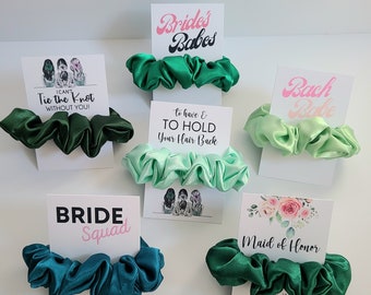 Bachelorette Scrunchie / Bridasmaid proposal gift / bridal party favor/ personalized name/ soft satin/ hand made