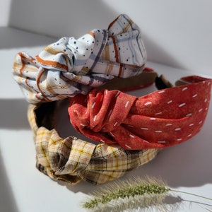 Diadema anudada de otoño / tela suave / diadema anudada para mujer / diadema de algodón / diadema de nudo para mujer / accesorios para el cabello / hecho a mano