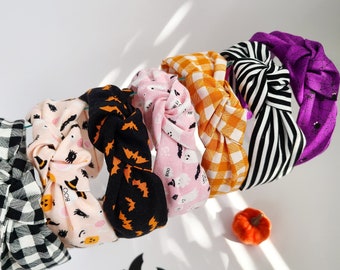 KNOTTED HALLOWEEN HEADBAND/ headband for women and girls/Halloween Hair Accessories/ cotton fabric/ handmade