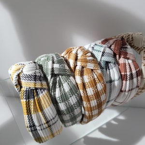 Handmade Plaid Knotted Headband: Cotton Flannel Fall Hair Accessory