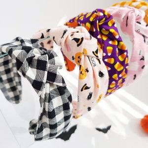 PINK HALLOWEEN HEADBAND/ Knotted headband for women and girls/Halloween Hair Accessories/ cotton fabric/ handmade