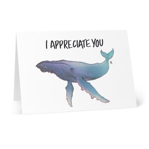 I Applives You Thank You Greeting Cards (8 pcs) avec Enveloppe Stationnaire Pen Pal Fournitures de bureau Baleine à bosse Anniversaire Merci Note