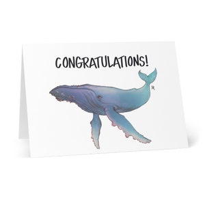 Congratulazioni biglietti di auguri (8 pcs) con busta ufficio stazionario forniture Humpback balena congratulazioni laurea nota di nozze