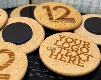 Custom 1.5" Wooden Circle Magnets | Engraved with Your Own Graphic, Logo, or Custom Text