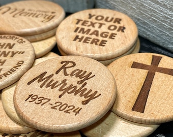 Custom Wooden Memorial Tokens: Engraved Keepsake (Qty 25, 1.5")