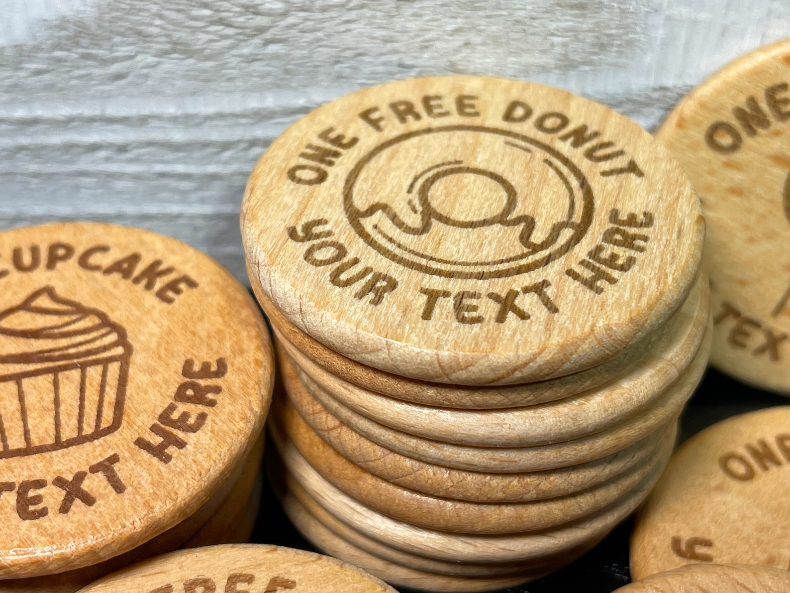 Sweet Token Personalized Wood Sweet Treat Tokens: Engraved Party Favors - Etsy