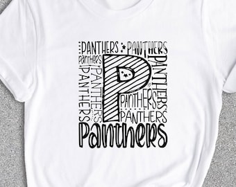 Panthers Typography Shirt, Panthers Mascot Tee, School Spirit Game Day Shirt, Football Mom Gift