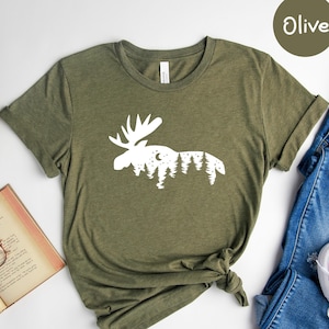 Moose Shirt, Moose Lover Shirt, Moose T-Shirt, Moose Lover Gift, Nature Lover Tee, Forest Moose Apparel, Wildlife Shirt