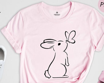 Funny Rabbit Shirt, Butterfly T-Shirt, Bunny Shirt, Nature Lover, Cute Rabbit Shirt, Rabbit Lover Shirt, Cute Animal Rabbit, Easter Shirt