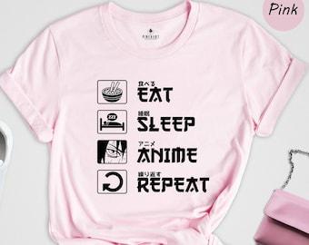 Eat Sleep Anime Repeat Shirt, Anime Shirt, Gift for Anime Lover, Gift for Anime Fan, Anime Otaku Shirt, Anime Sweatshirt, Cool Anime Shirt