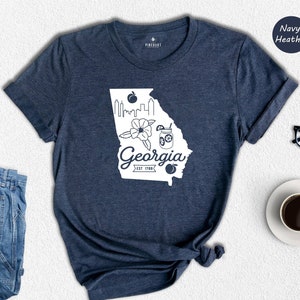 Georgia State Shirts, Georgia State Map Shirt, Georgia Travel Gifts, Georgia Tee Top, Georgia Clothing, Georgia Travel T-Shirt
