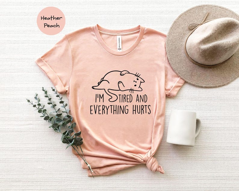 Funny Workout Tee: 'I'm Tired and Everything Hurts' Shirt, Soft Cotton, Eco-Friendly Ink | Unisex S-XXL, Gym Humor image 3