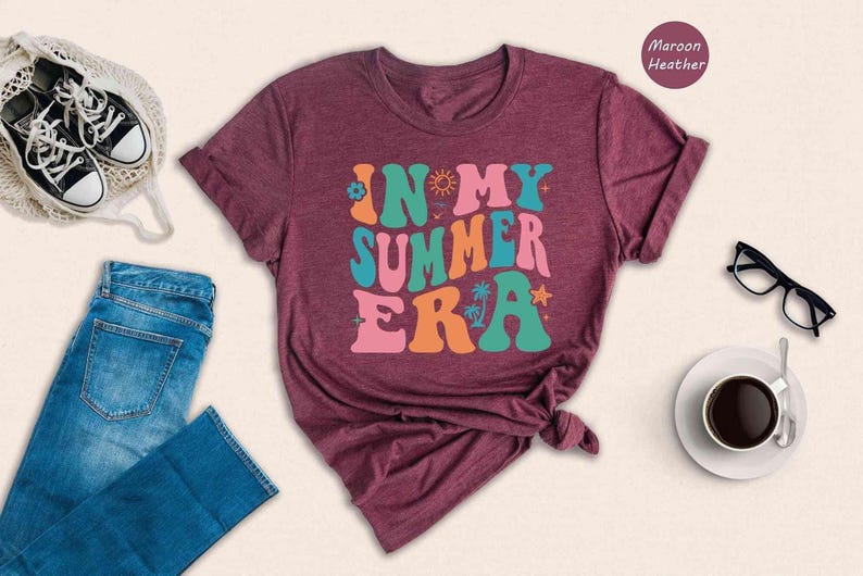 In My Summer Era Shirt, Retro Wavy Summer Vacation Tee, Trendy Groovy Beach Top, Gift for Her zdjęcie 3