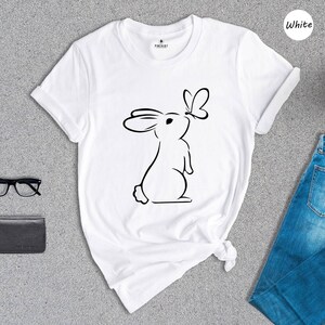 Rabbit Lover Shirt Cute Bunny Tee: Butterfly Accent Design, Soft Preshrunk Cotton | Comfortable Fit, Multiple Sizes image 3