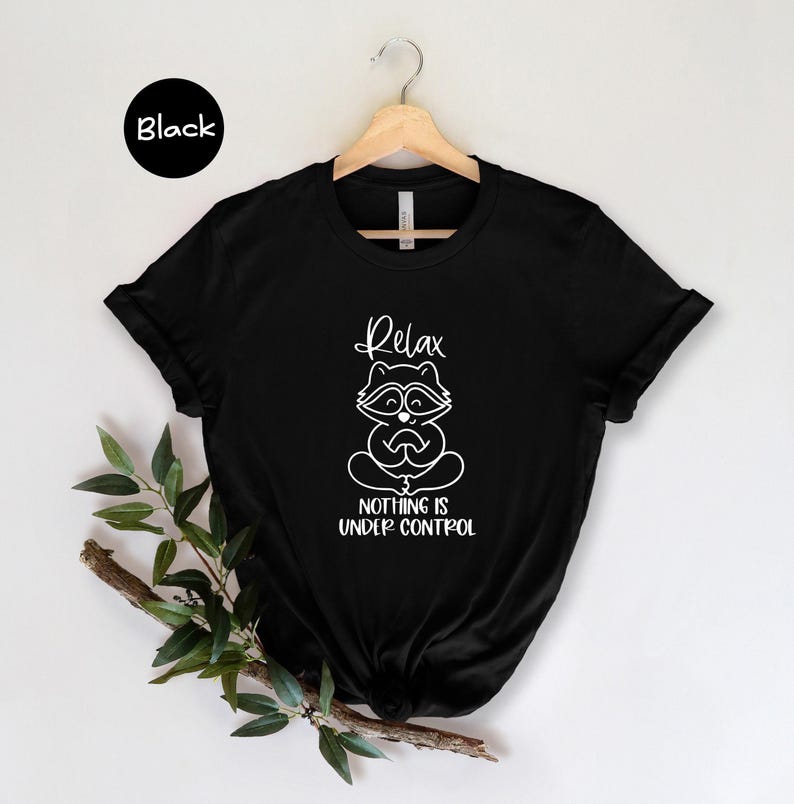 Meditation Shirt Relaxed Raccoon Tee: Soft Ringspun Cotton, Eco Friendly, Comfortable Fit | Yoga Lover Gift, Mindfulness Apparel image 5
