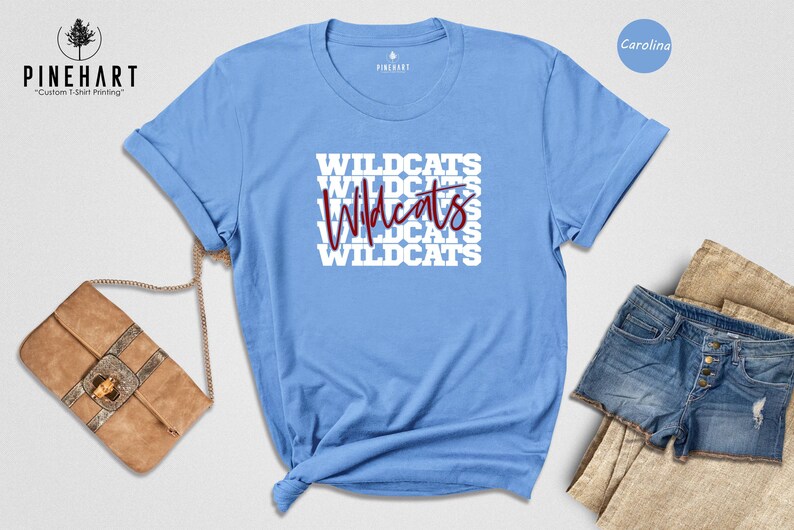 Wildcats Shirt, Retro Stacked Mascot Tee, School Spirit T-Shirt, Game Day Shirt for Fans, Wildcats Team Gift image 4