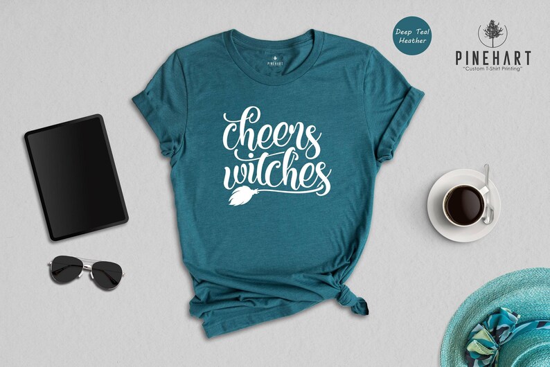 Cheers Witches Shirt, Funny Halloween Tee, Witch Broom Graphic T-Shirt, Girls Night Halloween Party Top, Gift for Her image 7