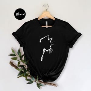 Cat Silhouette Shirt Funny Cat Lover Tee, Black Design (Unisex S-XXL, Eco Cotton, Digital Ink Print) Bild 4