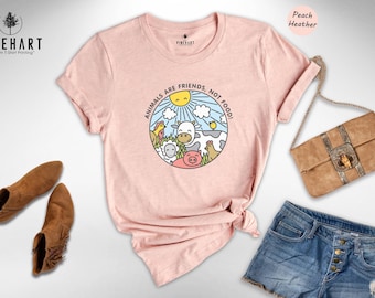 Animals Are Friends Vegan Shirt: Compassionate Animal Lover Tee, Soft Cotton Fabric (Unisex, Sustainable, Cruelty Free)