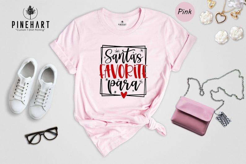Santas Favorite Para Shirt Holiday Tee: Eco Friendly Christmas Apparel, Durable Vinyl (Heat Pressed Design, S-XXL Sizes) image 6