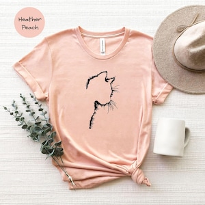 Cat Silhouette Shirt Funny Cat Lover Tee, Black Design (Unisex S-XXL, Eco Cotton, Digital Ink Print) Bild 5