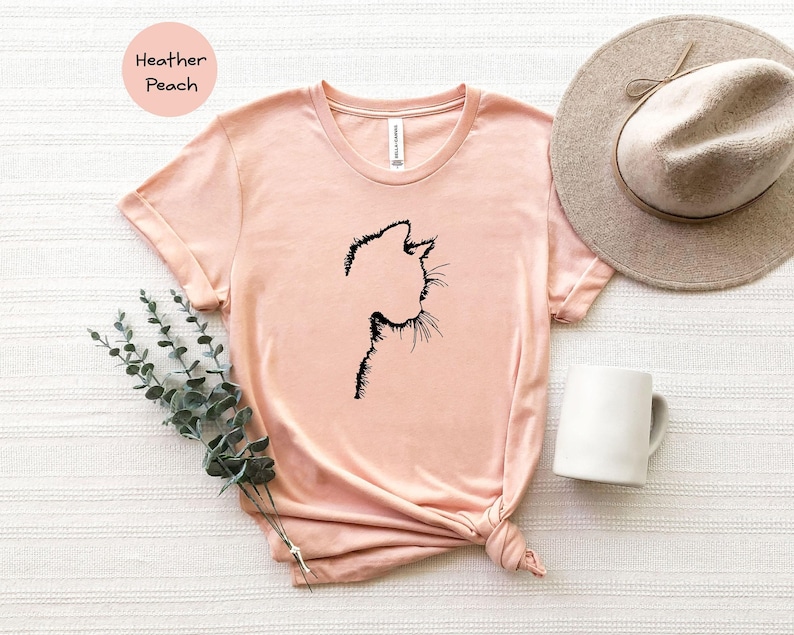Cat Silhouette Shirt Funny Cat Lover Tee, Black Design (Unisex S-XXL, Eco Cotton, Digital Ink Print) Bild 5