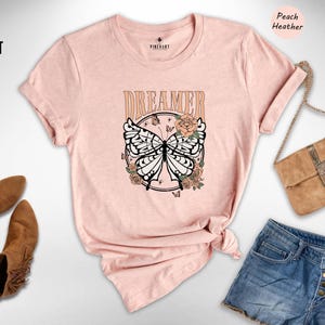 Retro Boho Dreamer Vintage Butterfly Tee: Eco Cotton Blend, Comfort Fit | Digital Ink Print, Casual Everyday Wear image 6