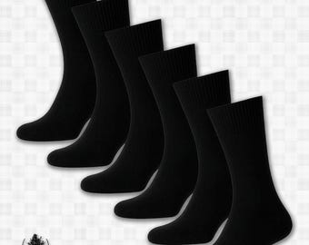 Men's Black Crew Socks: 6-Pack Cotton Blend for Work and Casual