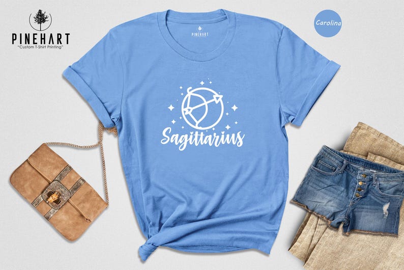 Zodiac Birthday Tee - Sagittarius Star Sign Shirt - Eco Friendly Cotton, Personalized Text, Multiple Color Choices image 4