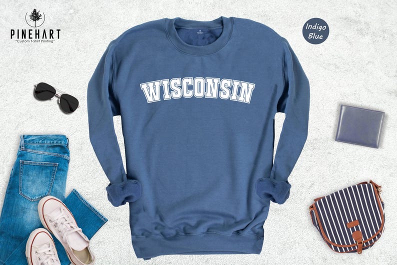 Wisconsin Crewneck Sweatshirt - State Pride Apparel, Comfortable Cotton Blend - Unisex S-XXL, Soft Fabric, Eco-Friendly image 2