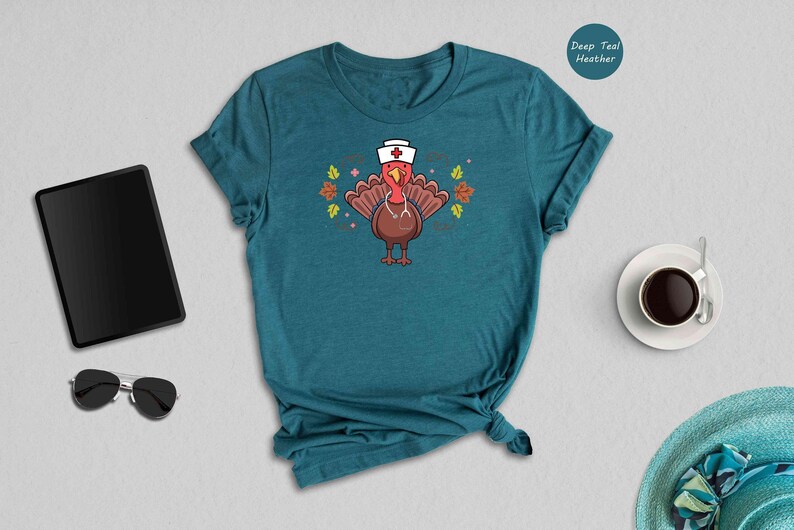 Nurse Turkey Tee: Playful Thanksgiving Design - Soft Cotton, Heather Blend, Cozy Fall Wardrobe image 8