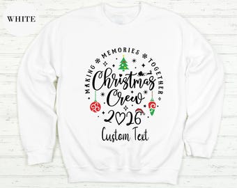 Camiseta navideña personalizada con nombre familiar 2026, sudadera navideña con nombre personalizado, camiseta navideña familiar personalizada, personalización de camisetas familiares a juego.