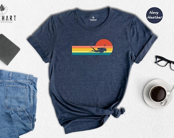 Camiseta retro de buceo: diseño vintage, impresión digital, materiales ecológicos, ropa informal unisex.