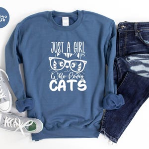 Just A Girl Cats Shirt: Funny Cat Lover Tee, Heather Soft Cotton | Eco Friendly, Pre Shrunk, Unisex S-XXL | Casual Everyday Wear image 7